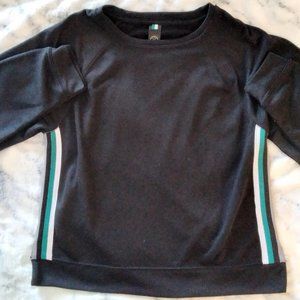 Women's  black shirt stripes on side nwot lg